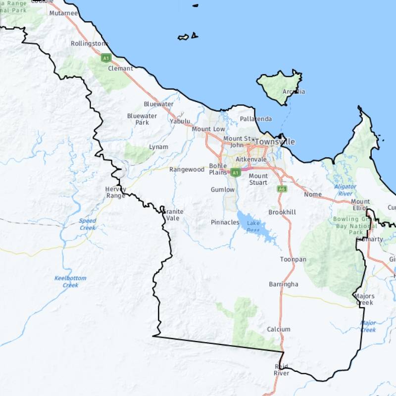 Map of Townsville Region in North Queensland